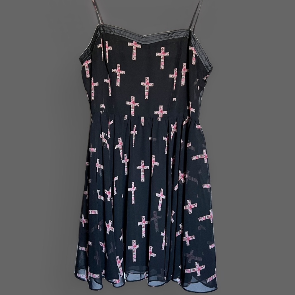 Black dress with pink crosses from Forever 21